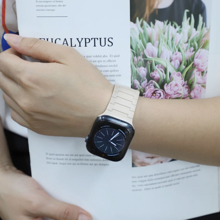 For Apple Watch Series 5 44mm Magnetic Silicone Watch Band(Starlight) by bashfashion