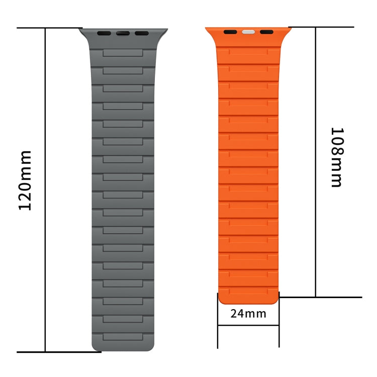 For Apple Watch Ultra 49mm Magnetic Silicone Watch Band(Black Orange) by bashfashion