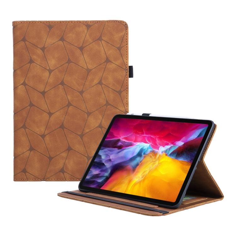 For iPad Pro 11 2022 / 2021 / 2020 Embossed Geometric Leather Smart Tablet Case(Brown) by bashfashion