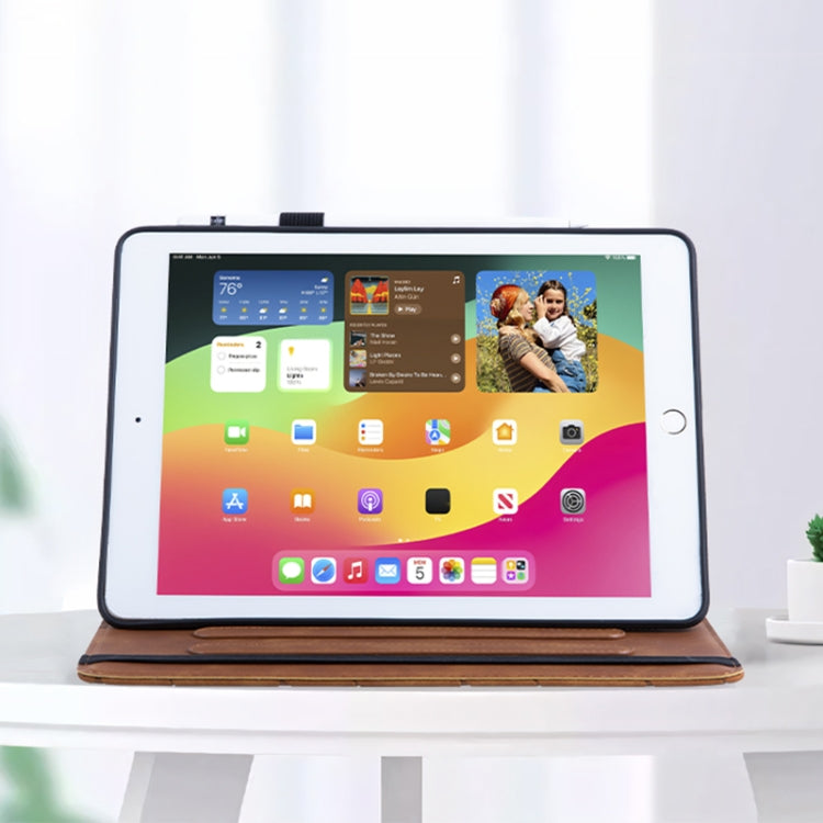 For iPad Air 11 2025 / 2024 Embossed Geometric Leather Smart Tablet Case(Brown) by bashfashion