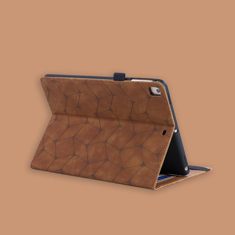 For iPad Air 11 2025 / 2024 Embossed Geometric Leather Smart Tablet Case(Brown) by bashfashion