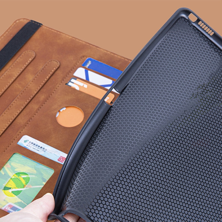 For iPad Air 11 2025 / 2024 Embossed Geometric Leather Smart Tablet Case(Brown) by bashfashion