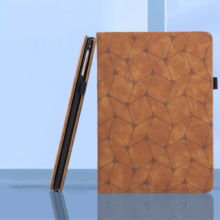 For iPad 2025 / 2022 Embossed Geometric Leather Smart Tablet Case(Brown) by bashfashion