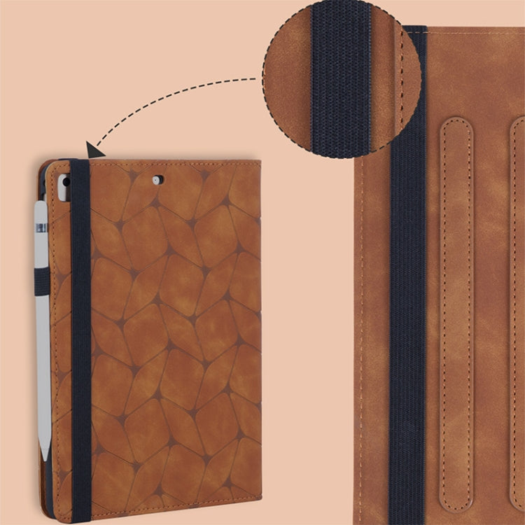 For iPad 2025 / 2022 Embossed Geometric Leather Smart Tablet Case(Brown) by bashfashion