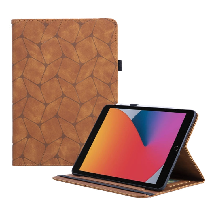 For iPad 10.2 2021 / 2020 / 10.5 Embossed Geometric Leather Smart Tablet Case(Brown) by bashfashion
