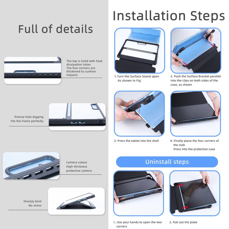 For Microsoft Surface Pro 9 / 10 / 11 Conjoined Acrylic Leather Tablet Case(Black) by bashfashion