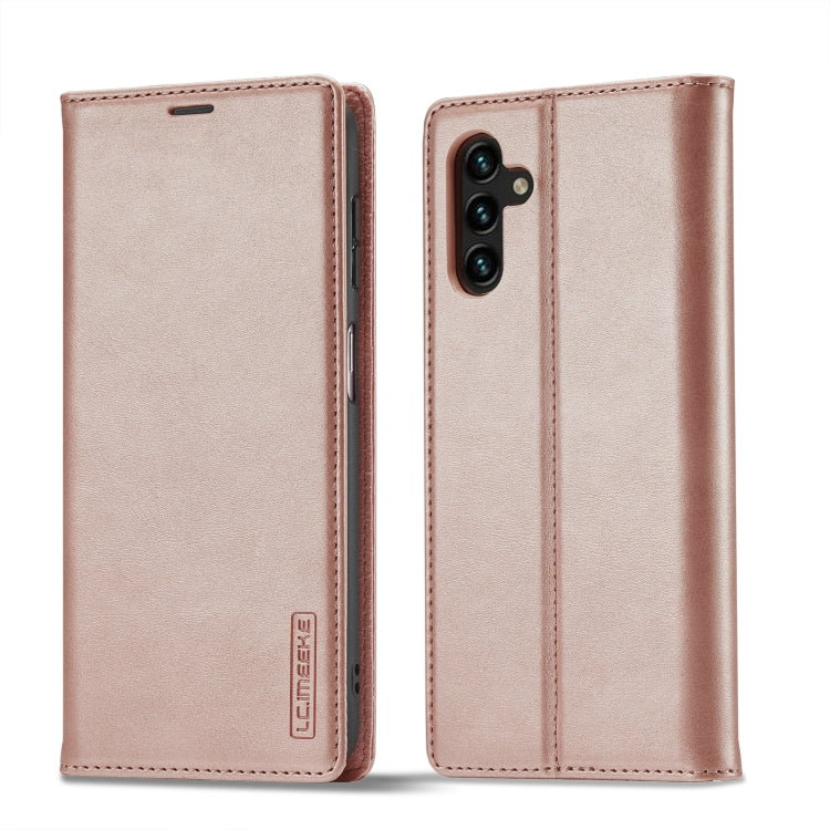 For Samsung Galaxy S24 FE 5G LC.IMEEKE Strong Magnetism Microfiber Leather Phone Case(Rose Gold) by LC.IMEEKE