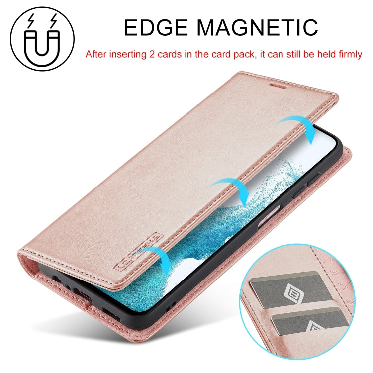 For Samsung Galaxy S24 FE 5G LC.IMEEKE Strong Magnetism Microfiber Leather Phone Case(Rose Gold) by LC.IMEEKE