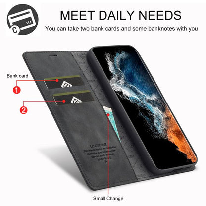 For Samsung Galaxy S25+ 5G LC.IMEEKE Strong Magnetism Microfiber Leather Phone Case(Black) by LC.IMEEKE