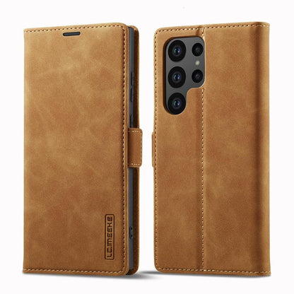 For Samsung Galaxy S25 Ultra 5G LC.IMEEKE Strong Magnetism Microfiber Leather Phone Case(Brown) by LC.IMEEKE