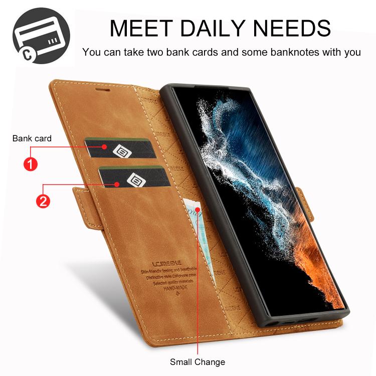 For Samsung Galaxy S25 Ultra 5G LC.IMEEKE Strong Magnetism Microfiber Leather Phone Case(Brown) by LC.IMEEKE