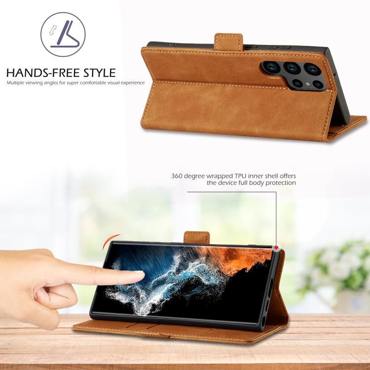 For Samsung Galaxy S25 Ultra 5G LC.IMEEKE Strong Magnetism Microfiber Leather Phone Case(Brown) by LC.IMEEKE