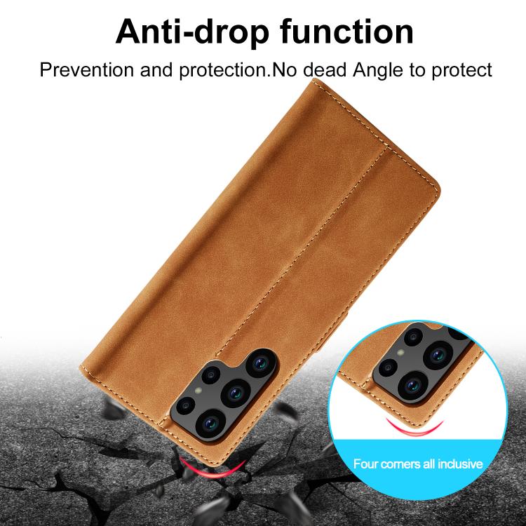 For Samsung Galaxy S25 Ultra 5G LC.IMEEKE Strong Magnetism Microfiber Leather Phone Case(Brown) by LC.IMEEKE