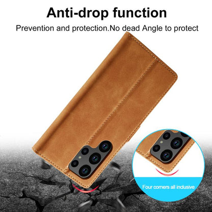 For Samsung Galaxy S25 Ultra 5G LC.IMEEKE Strong Magnetism Microfiber Leather Phone Case(Brown) by LC.IMEEKE
