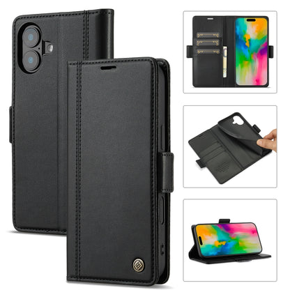 For iPhone 16 LC.IMEEKE Skin-friendly Card Slots Leather Phone Case(Black) by LC.IMEEKE