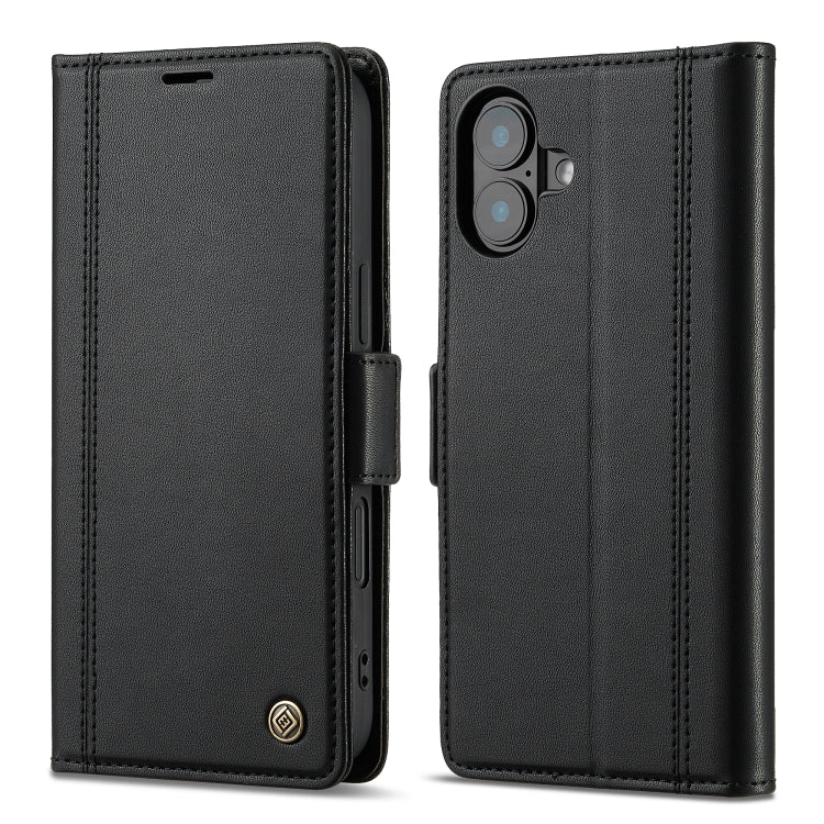 For iPhone 16 LC.IMEEKE Skin-friendly Card Slots Leather Phone Case(Black) by LC.IMEEKE