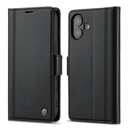 For iPhone 16 LC.IMEEKE Skin-friendly Card Slots Leather Phone Case(Black) by LC.IMEEKE