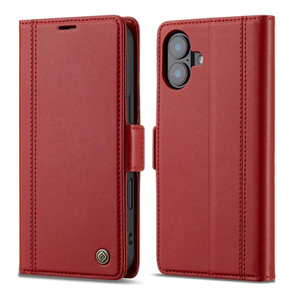 For iPhone 16 LC.IMEEKE Skin-friendly Card Slots Leather Phone Case(Red) by LC.IMEEKE