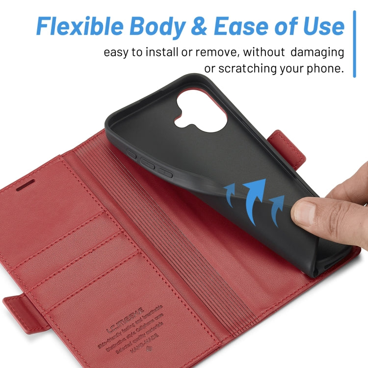 For iPhone 16 LC.IMEEKE Skin-friendly Card Slots Leather Phone Case(Red) by LC.IMEEKE