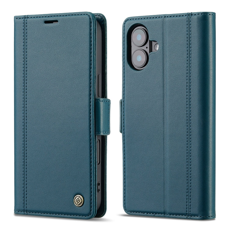 For iPhone 16 LC.IMEEKE Skin-friendly Card Slots Leather Phone Case(Blue) by LC.IMEEKE