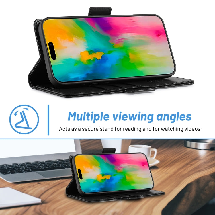 For iPhone 16 Plus LC.IMEEKE Skin-friendly Card Slots Leather Phone Case(Black) by LC.IMEEKE