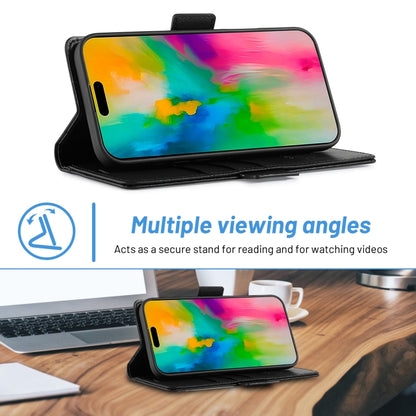 For iPhone 16 Plus LC.IMEEKE Skin-friendly Card Slots Leather Phone Case(Black) by LC.IMEEKE