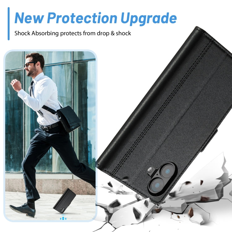 For iPhone 16 Plus LC.IMEEKE Skin-friendly Card Slots Leather Phone Case(Black) by LC.IMEEKE