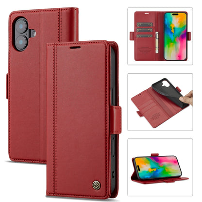 For iPhone 16 Plus LC.IMEEKE Skin-friendly Card Slots Leather Phone Case(Red) by LC.IMEEKE