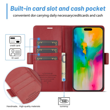 For iPhone 16 Plus LC.IMEEKE Skin-friendly Card Slots Leather Phone Case(Red) by LC.IMEEKE