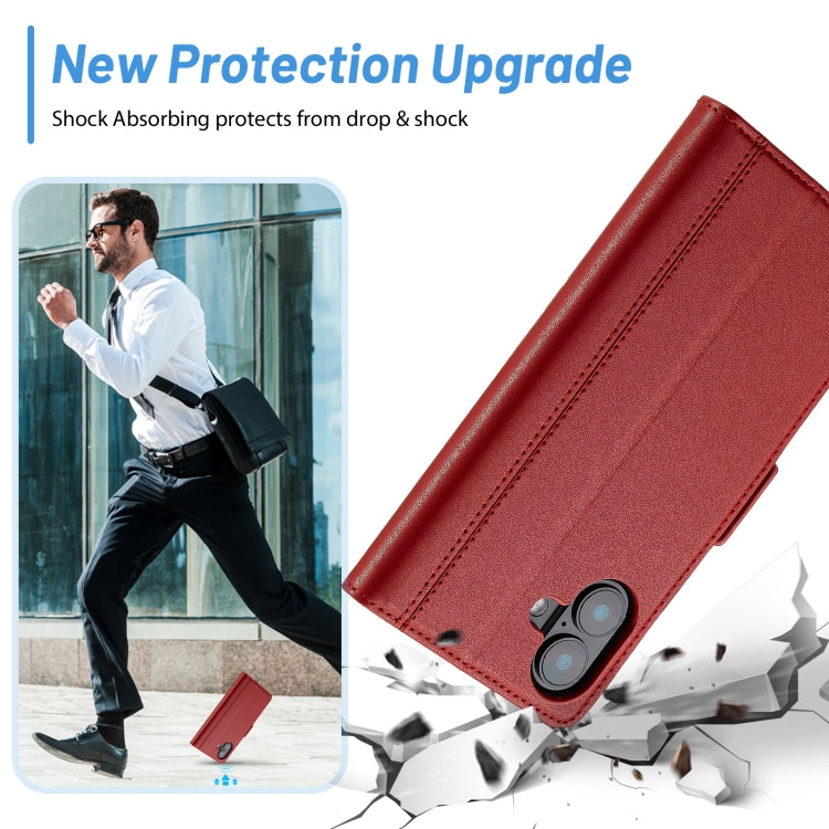 For iPhone 16 Plus LC.IMEEKE Skin-friendly Card Slots Leather Phone Case(Red) by LC.IMEEKE