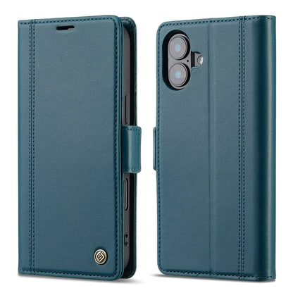 For iPhone 16 Plus LC.IMEEKE Skin-friendly Card Slots Leather Phone Case(Blue) by LC.IMEEKE