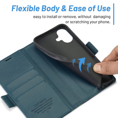 For iPhone 16 Plus LC.IMEEKE Skin-friendly Card Slots Leather Phone Case(Blue) by LC.IMEEKE