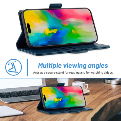 For iPhone 16 Plus LC.IMEEKE Skin-friendly Card Slots Leather Phone Case(Blue) by LC.IMEEKE