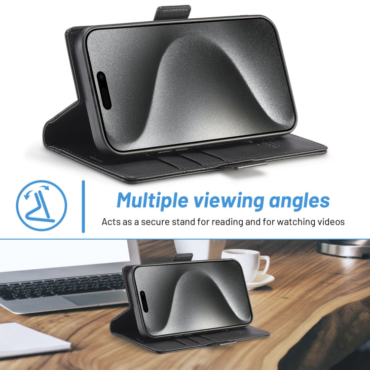 For iPhone 16 Pro LC.IMEEKE Skin-friendly Card Slots Leather Phone Case(Black) by LC.IMEEKE