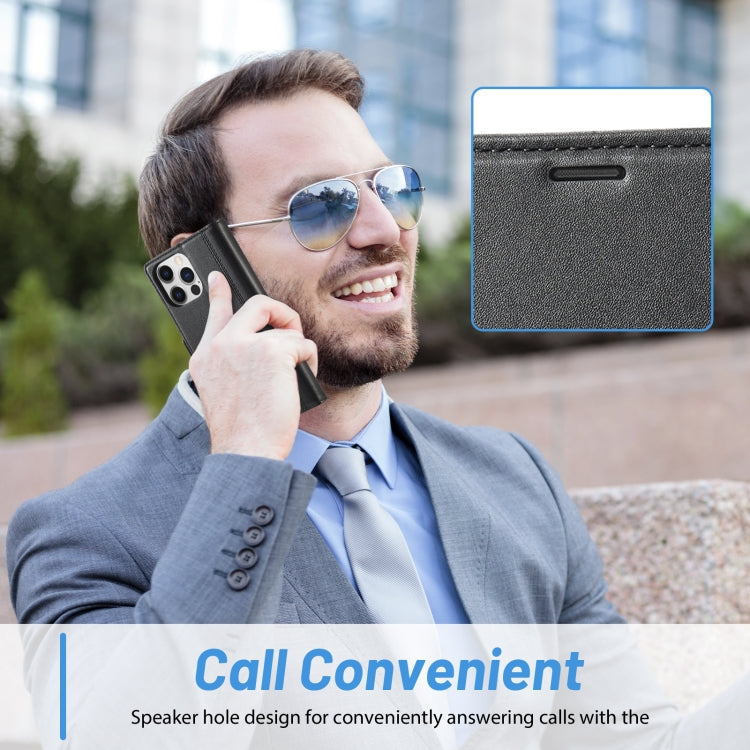 For iPhone 16 Pro LC.IMEEKE Skin-friendly Card Slots Leather Phone Case(Black) by LC.IMEEKE