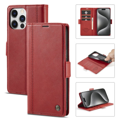 For iPhone 16 Pro LC.IMEEKE Skin-friendly Card Slots Leather Phone Case(Red) by LC.IMEEKE