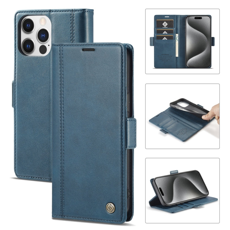 For iPhone 16 Pro LC.IMEEKE Skin-friendly Card Slots Leather Phone Case(Blue) by LC.IMEEKE