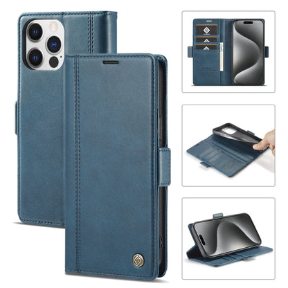 For iPhone 16 Pro LC.IMEEKE Skin-friendly Card Slots Leather Phone Case(Blue) by LC.IMEEKE