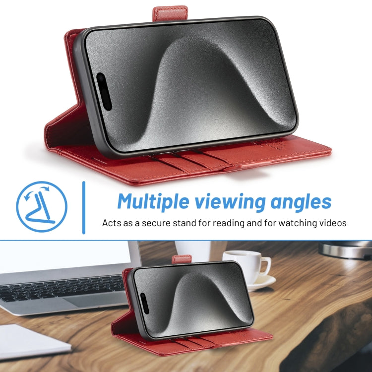 For iPhone 16 Pro Max LC.IMEEKE Skin-friendly Card Slots Leather Phone Case(Red) by LC.IMEEKE