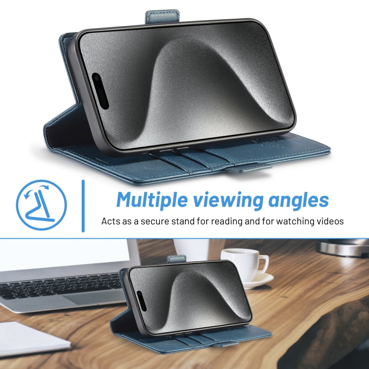 For iPhone 16 Pro Max LC.IMEEKE Skin-friendly Card Slots Leather Phone Case(Blue) by LC.IMEEKE