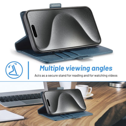 For iPhone 16 Pro Max LC.IMEEKE Skin-friendly Card Slots Leather Phone Case(Blue) by LC.IMEEKE