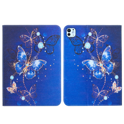 For iPad Pro 11 2025 / 2024 Colored Drawing Leather Tablet Case(Purple Butterfly) by bashfashion