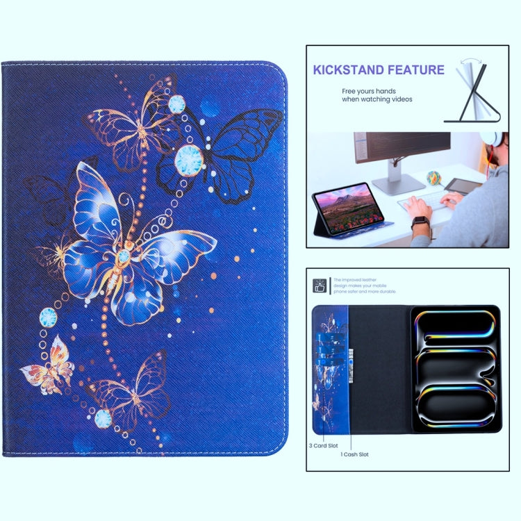 For iPad Pro 11 2025 / 2024 Colored Drawing Leather Tablet Case(Purple Butterfly) by bashfashion