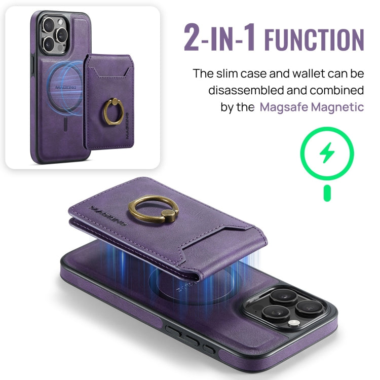For iPhone 15 Pro Max MAGKING K1 MagSafe Detachable Wallet RFID Back Cover Phone Case(Purple) by MAGKING