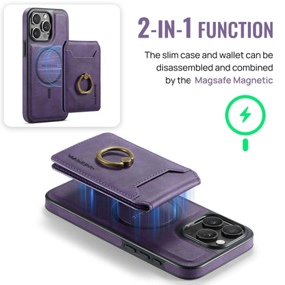 For iPhone 15 Pro Max MAGKING K1 MagSafe Detachable Wallet RFID Back Cover Phone Case(Purple) by MAGKING