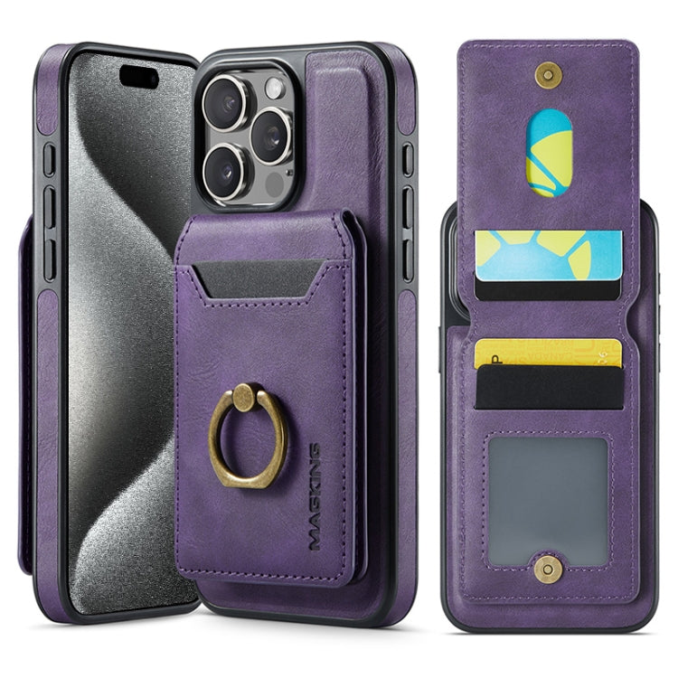 For iPhone 15 Pro MAGKING K1 MagSafe Detachable Wallet RFID Back Cover Phone Case(Purple) by MAGKING