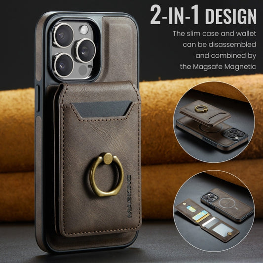 For iPhone 14 Plus MAGKING K1 MagSafe Detachable Wallet RFID Back Cover Phone Case(Coffee) by MAGKING