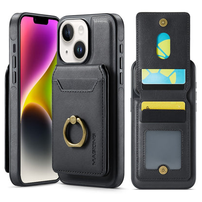 For iPhone 14 Plus MAGKING K1 MagSafe Detachable Wallet RFID Back Cover Phone Case(Black) by MAGKING