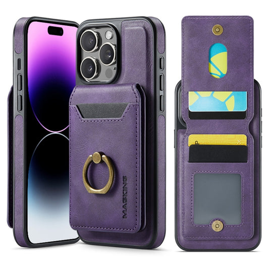 For iPhone 14 Pro MAGKING K1 MagSafe Detachable Wallet RFID Back Cover Phone Case(Purple) by MAGKING
