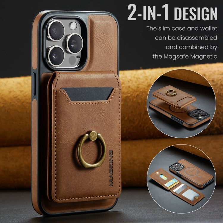 For iPhone 14 Pro MAGKING K1 MagSafe Detachable Wallet RFID Back Cover Phone Case(Brown) by MAGKING